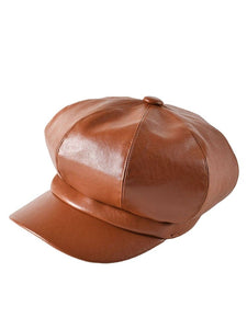 Cap Point Leather Vintage England Style Newsboy Cap
