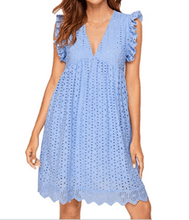 Load image into Gallery viewer, Cap Point Light Blue / 2XL Agathe  Summer Sleeveless Jacquard Cutout V-Neck Beach Lace Dress
