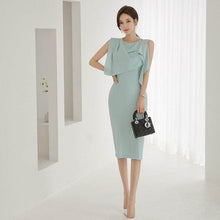 Load image into Gallery viewer, Cap Point Light Blue / L Anaella solid evening bodycon dress
