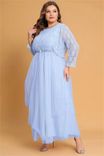 Load image into Gallery viewer, Cap Point Light Blue / L Francine Pleated Lace Cardigans and Chiffon Layer Dress with Belt
