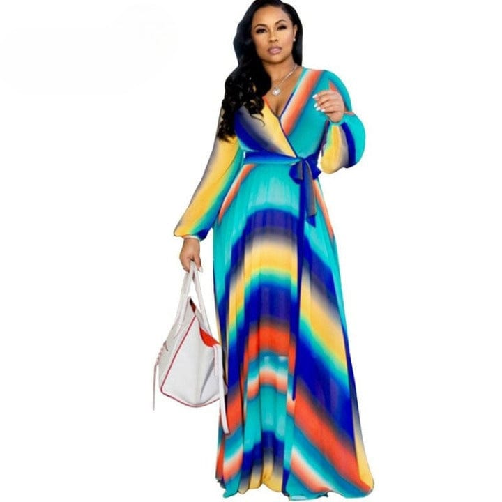 Cap Point Light blue / S Beatrice Printed Chiffon Summer Dress