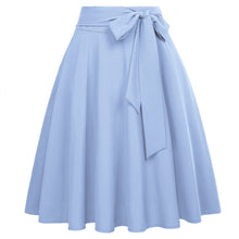Load image into Gallery viewer, Cap Point Light Blue / S Perline Belle Poque High Waist Self-Tie Bow-Knot Embellished  A-Line Skirt
