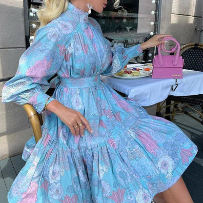 Cap Point Light blue / S Urmilla Elegant High Waist Pleated Mini Dress