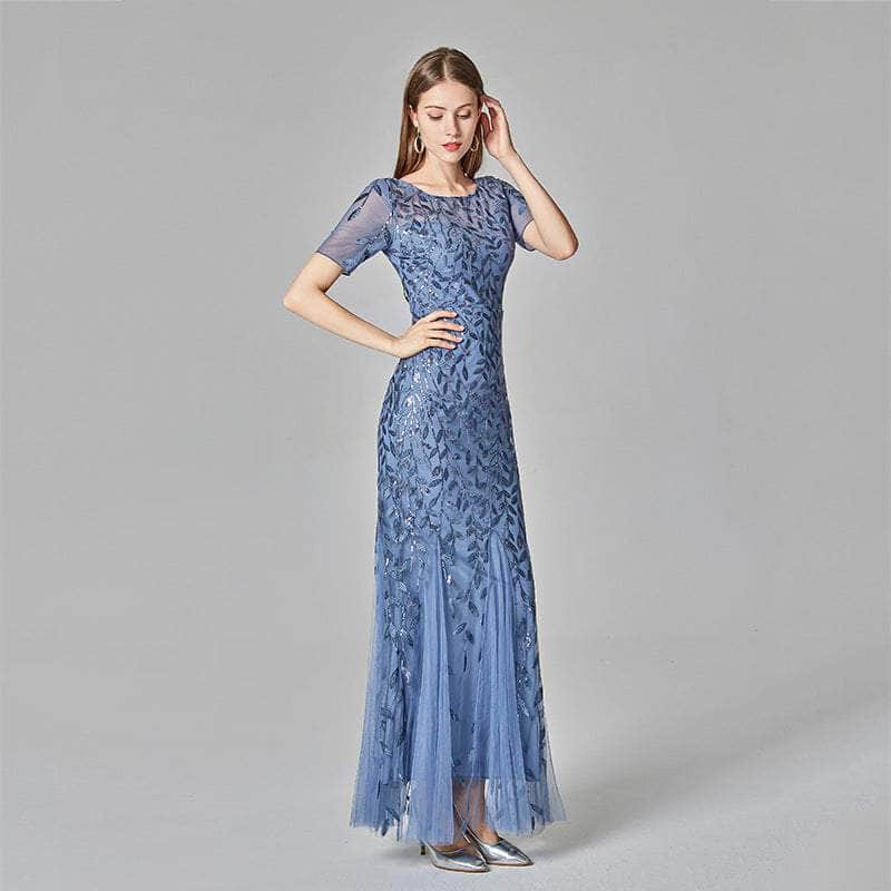 Cap Point Light Blue / US04 Salome Round Neck Evening Dress