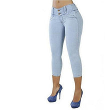 Load image into Gallery viewer, Cap Point Light blue / XXXL Sexy Button Fly Slim Breathable Elastic Waist Pencil Short Pants
