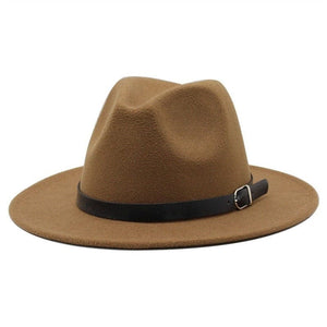 Cap Point Light brown Classic British Fedora Men Women Woolen Winter Felt Jazz Hat