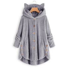 Load image into Gallery viewer, Cap Point Light Gray / S Faux Fur Hooded Coat Plush Velvet Jacket
