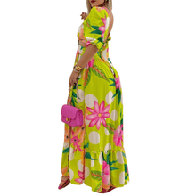 Load image into Gallery viewer, Cap Point Light Green / S Mileine Long Sleeved Cutout V-Neck Twist Floral Maxi Dress
