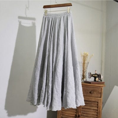 Cap Point light grey / M Bohemian Beach Empire A-line Pleated Maxi Skirt