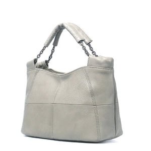 Cap Point Light Grey / One size Denise European Style Fashion Lady Chain Soft Genuine Leather Tote Bag