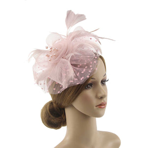 Cap Point light pink Pamela Bridal Wedding Party Fascinator Veil Hat
