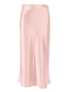 Cap Point Light Pink / S Perline High Waisted Satin Office Ladies Maxi Skirt