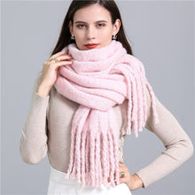 Load image into Gallery viewer, Cap Point Light pink Winnie Winter Wrap Thick Soft  Big Tassel Shawl Long Stole Scarf
