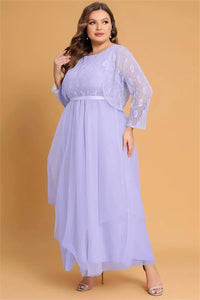 Cap Point Light Purple / L Francine Pleated Lace Cardigans and Chiffon Layer Dress with Belt