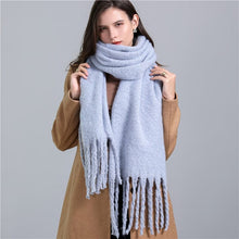 Load image into Gallery viewer, Cap Point Light purple Winnie Winter Wrap Thick Soft  Big Tassel Shawl Long Stole Scarf
