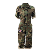 Load image into Gallery viewer, Cap Point Linton Short Sleeves Camouflage Mid Short Jumpsuit
