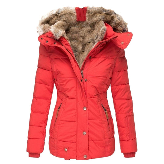 Cap Point Long Warm Winter Trench Coat with Thick Lapel for Women
