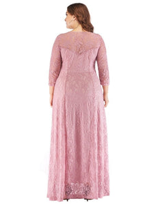Cap Point Lucinda Elegant Lace O-Neck 3/4 Sleeve Prom Maxi Dress