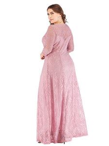 Cap Point Lucinda Elegant Lace O-Neck 3/4 Sleeve Prom Maxi Dress