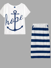 Load image into Gallery viewer, Cap Point Madeline Plus Size Printed striped skirt + matching top set
