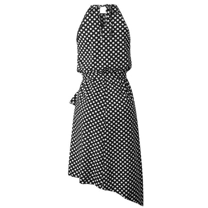 Cap Point Madeline Summer Ruffles Halter Irregular Lace Up Polka Dot Dress