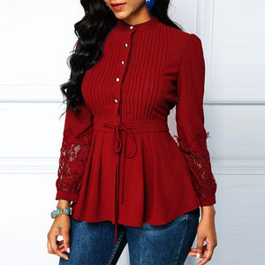 Cap Point Maguy Sexy Hollow Out Lace Blouse