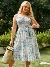 Load image into Gallery viewer, Cap Point Malia Plus Size Holiday ruffle strap print summer dress
