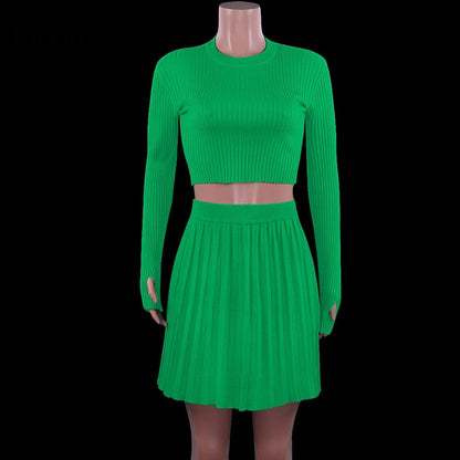 Cap Point Malia Two Piece Knitted Ribbed Sweater Outfits Set
