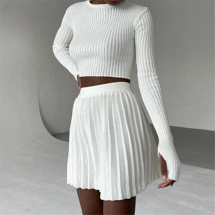 Cap Point Malia Two Piece Knitted Ribbed Sweater Outfits Set