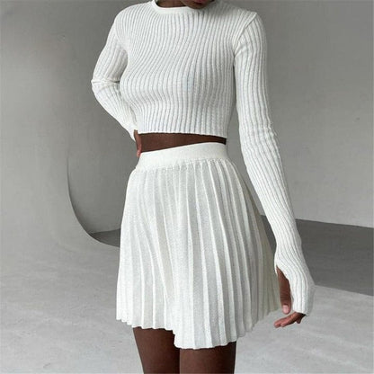 Cap Point Malia Two Piece Knitted Ribbed Sweater Outfits Set