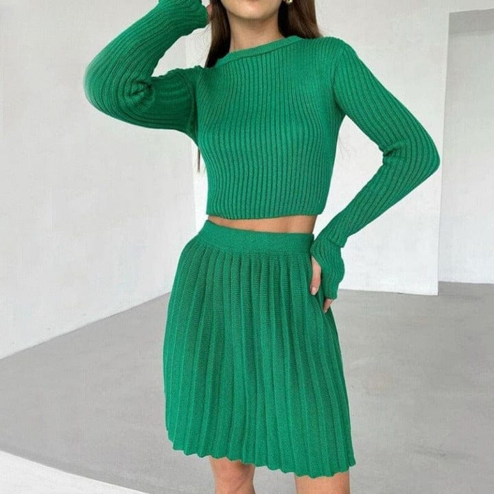 Cap Point Malia Two Piece Knitted Ribbed Sweater Outfits Set