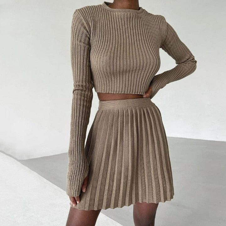 Cap Point Malia Two Piece Knitted Ribbed Sweater Outfits Set