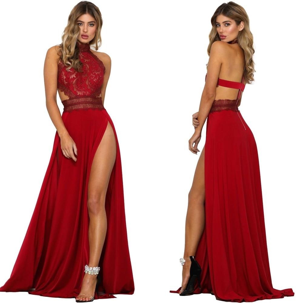 Cap Point Maria Evening Long  Sleeveless Backless High Split Party Dress