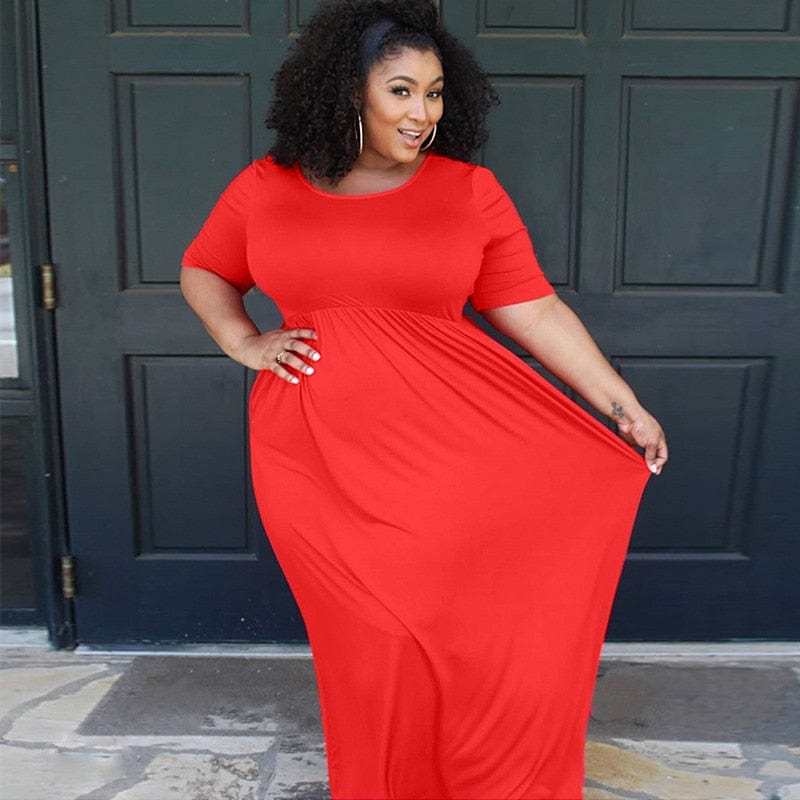 Cap Point Marianne Plus Size Short Sleeve Floor Maxi Dress