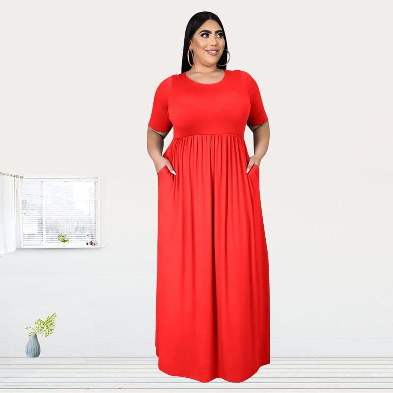 Cap Point Marianne Plus Size Short Sleeve Floor Maxi Dress