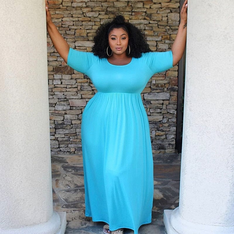 Cap Point Marianne Plus Size Short Sleeve Floor Maxi Dress