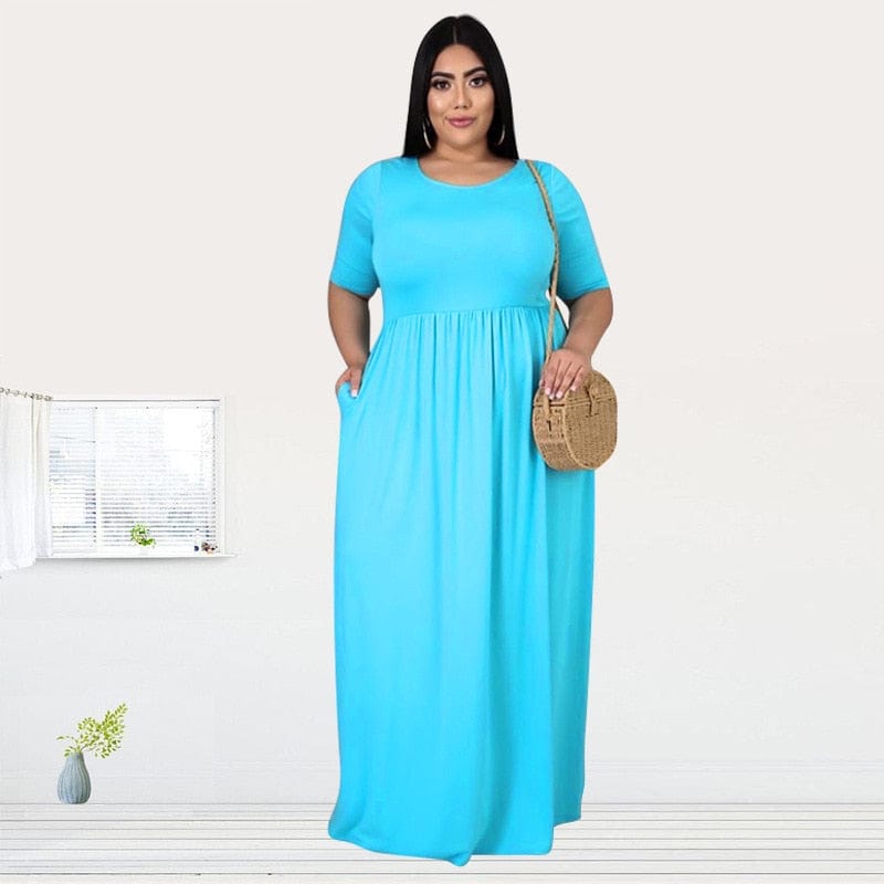 Cap Point Marianne Plus Size Short Sleeve Floor Maxi Dress