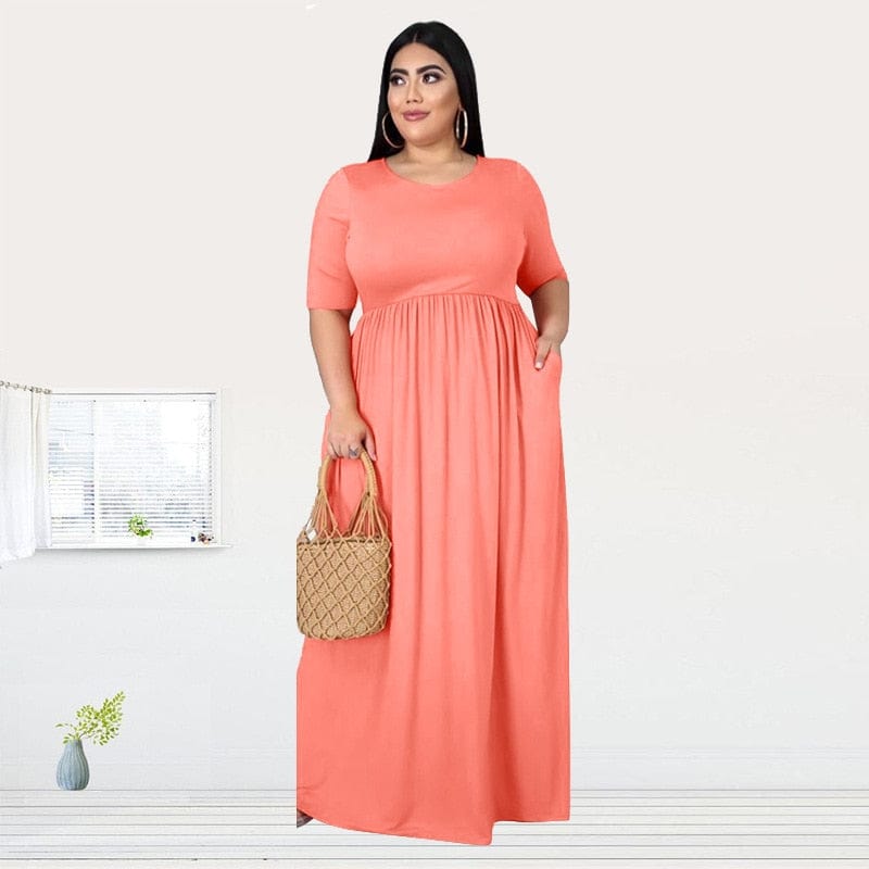 Cap Point Marianne Plus Size Short Sleeve Floor Maxi Dress