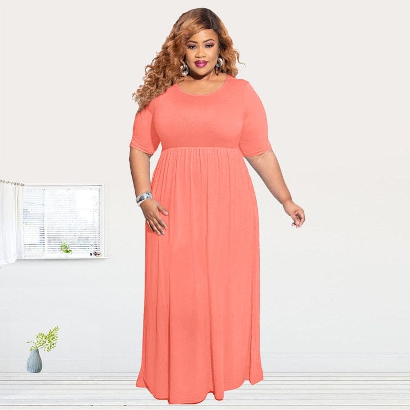 Cap Point Marianne Plus Size Short Sleeve Floor Maxi Dress