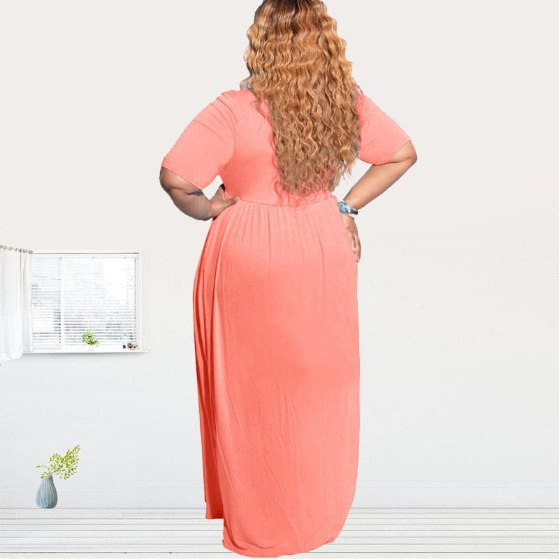 Cap Point Marianne Plus Size Short Sleeve Floor Maxi Dress