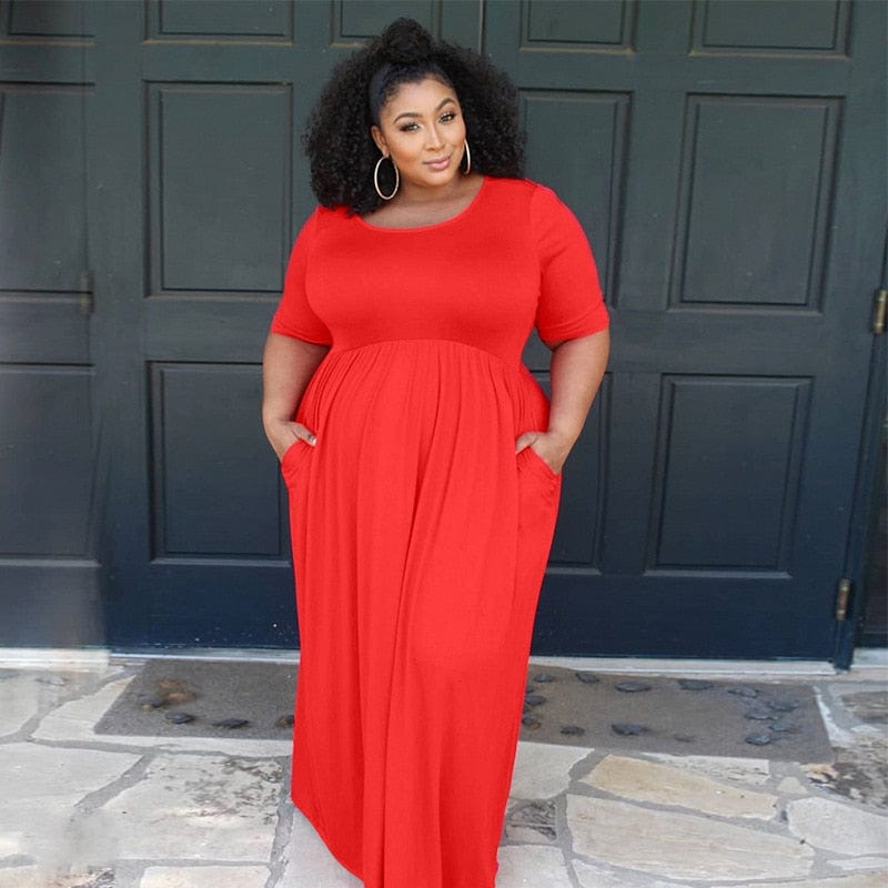 Cap Point Marianne Plus Size Short Sleeve Floor Maxi Dress