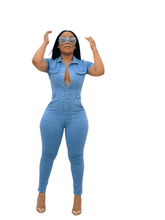 Load image into Gallery viewer, Cap Point Marissa Denim Stretchy Bodycon Pencil Romper
