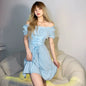 Cap Point Marleine Chic Retro Square Collar Waist Trimming Lace up Dress