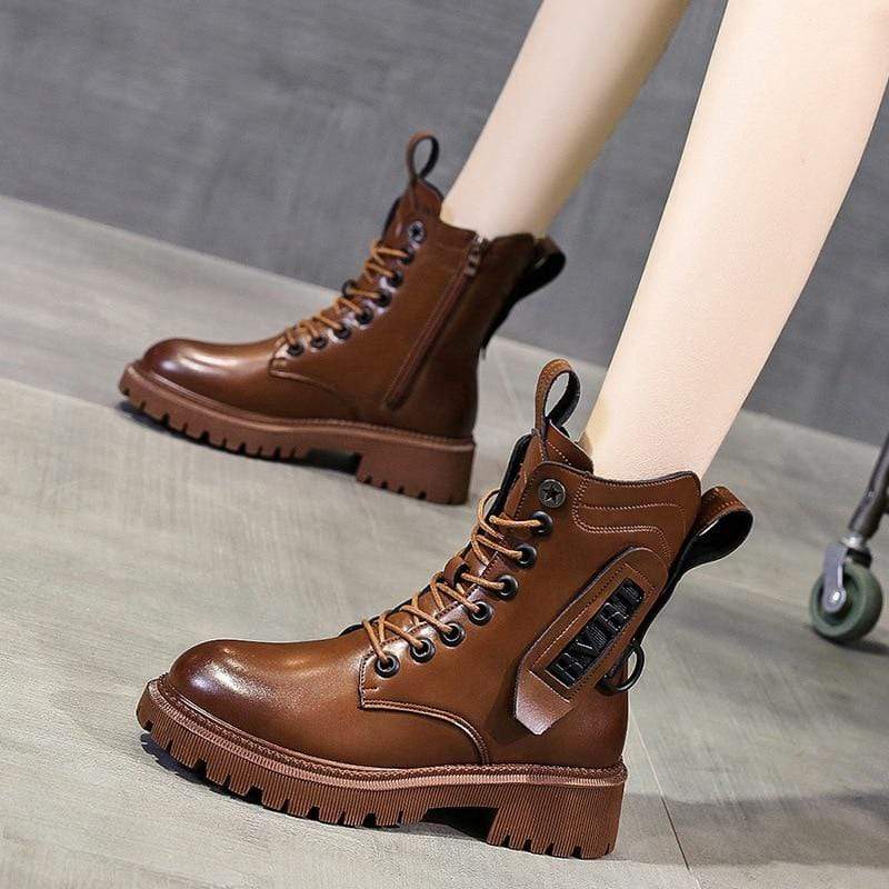 Cap Point Martens PU Leather Warm Plush Boots