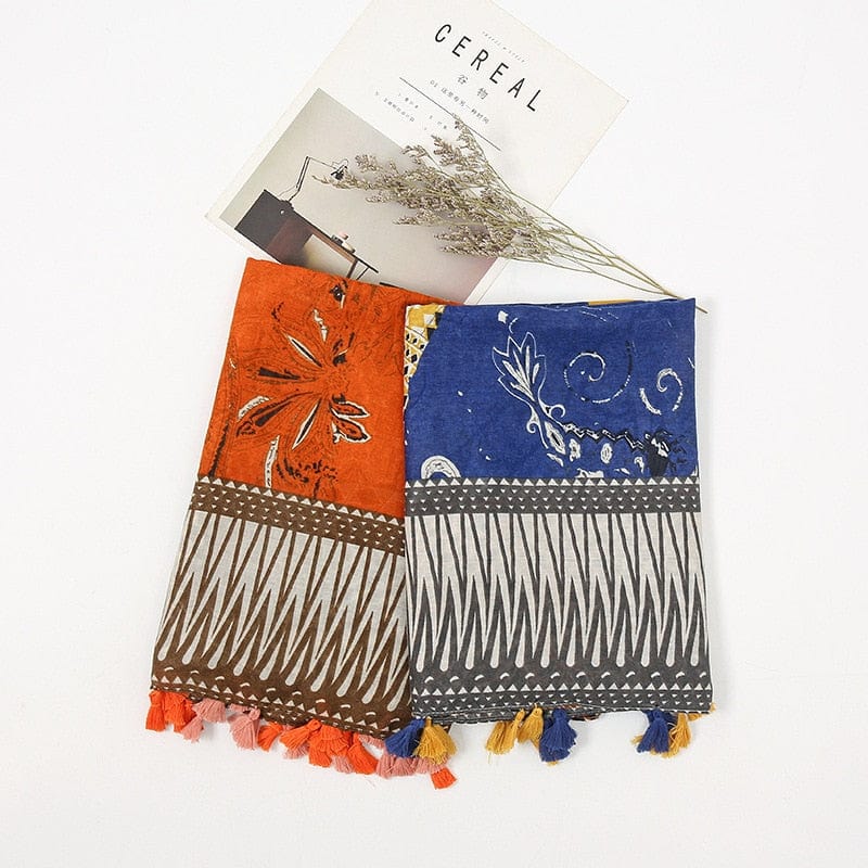 Cap Point Martha Aztec Cashew Floral Tassel Viscose Shawl Scarf