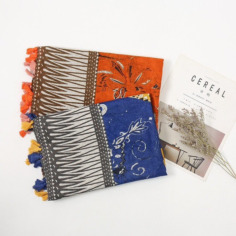 Cap Point Martha Aztec Cashew Floral Tassel Viscose Shawl Scarf