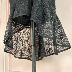 Cap Point Martha Chic High Waist Irregular Length Midi Lace Skirt