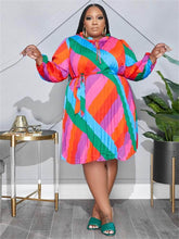 Load image into Gallery viewer, Cap Point Martina Plus Size Long Sleeve Printed Loose Bandage Maxi Dress
