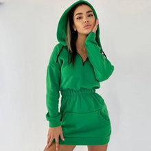 Load image into Gallery viewer, Cap Point Martina Sexy Hooded Sweatshirt Mini Dress
