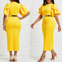 Load image into Gallery viewer, Cap Point Maurine O Neck Short Flare Sleeve Bandage Banquet Short Midi Dress
